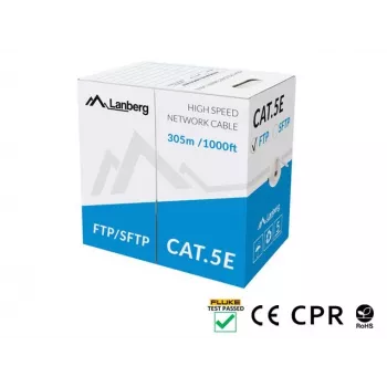 Sieťový kábel Lanberg LCS5-11CU-0305-S RJ45 Cat5e 305 m sivý
