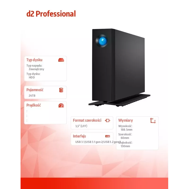LaCie d2 Professional 24TB USB-C 10Gb/s 3,5-palcový externý pevný disk (STHA24000800)