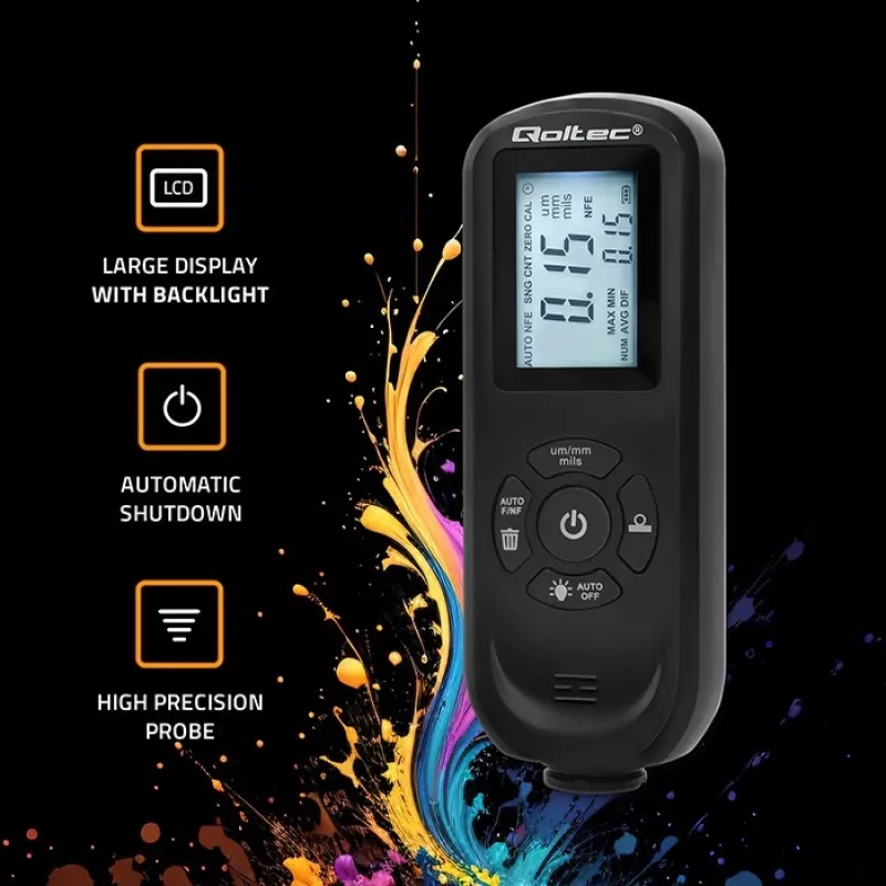Merač hrúbky vrstvy QOLTEC 50646 LCD 0–2000 µm
