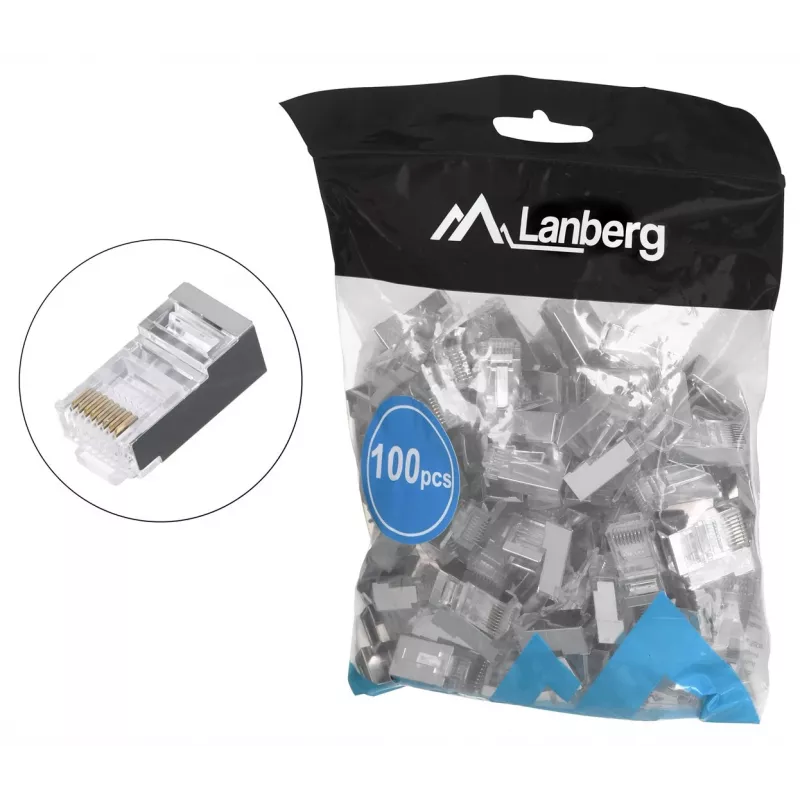 LANBERG RJ-45 konektor samec PLS-5000EZ, Cat5e, F/UTP (FTP), sivý, 100 ks