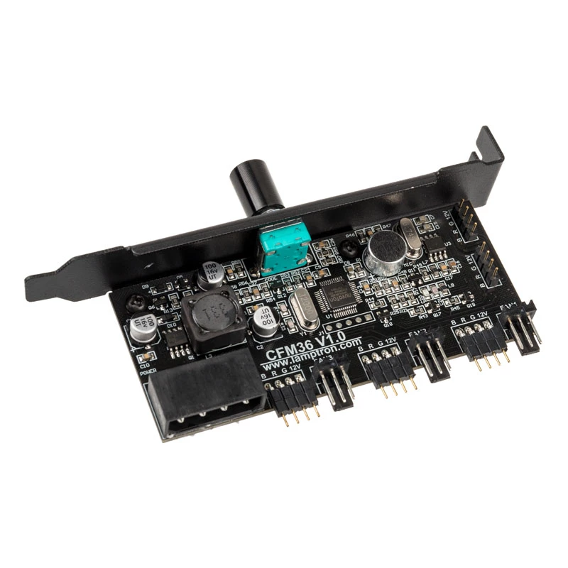 Lamptron CFM36 kontrolér ventilátorov a RGB LED pre PCI slot, čierny
