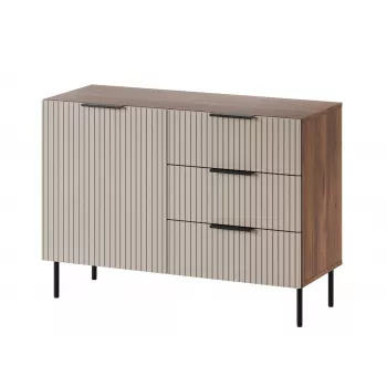 Komoda cama meble ALMERA 104x42x75 cm, orech/cashmere, 3 zásuvky, drevotrieska