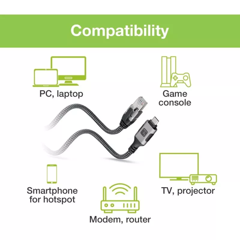 Techly ICOC U3C-RJ45-010 adaptérový kábel USB-C na Gigabit Ethernet, 1 m, čierny/strieborný