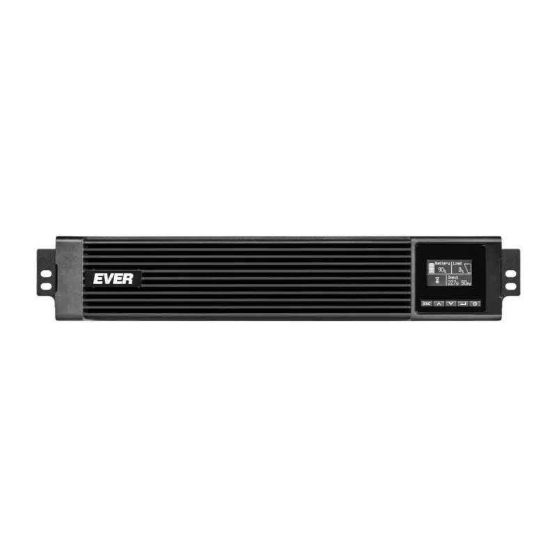 Online UPS EVER Powerline RT PRO 3kVA 3kW Rack/Tower, dvojitá konverzia, 1-fázová, 200–240 V výstup, 9× C13 výstupov, LCD, VRLA batérie
