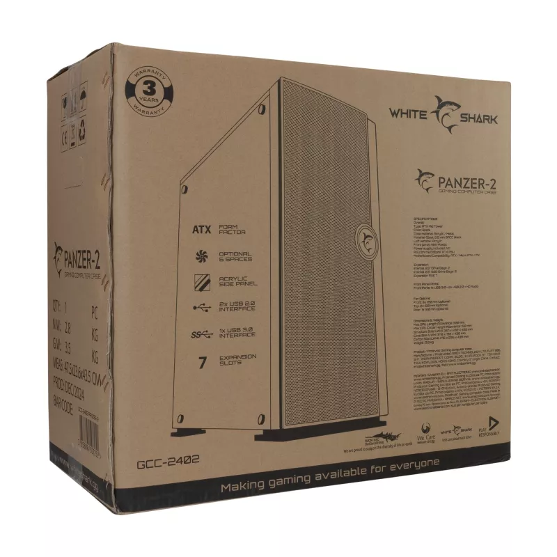 Počítačová skriňa Panzer-2 White Shark GCC-2402 ATX čierna
