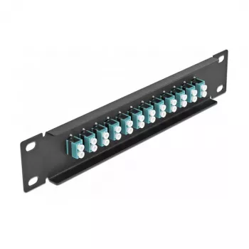 Optický patch panel DeLOCK 10 inch 12 portov LC Duplex aqua 1U čierna