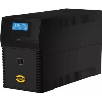 Záložný zdroj ORVALDI ID2K0CH Line-Interactive 2 kVA / 1200 W, 24 V, 9 Ah batérie, LCD, USB, kompaktný čierny