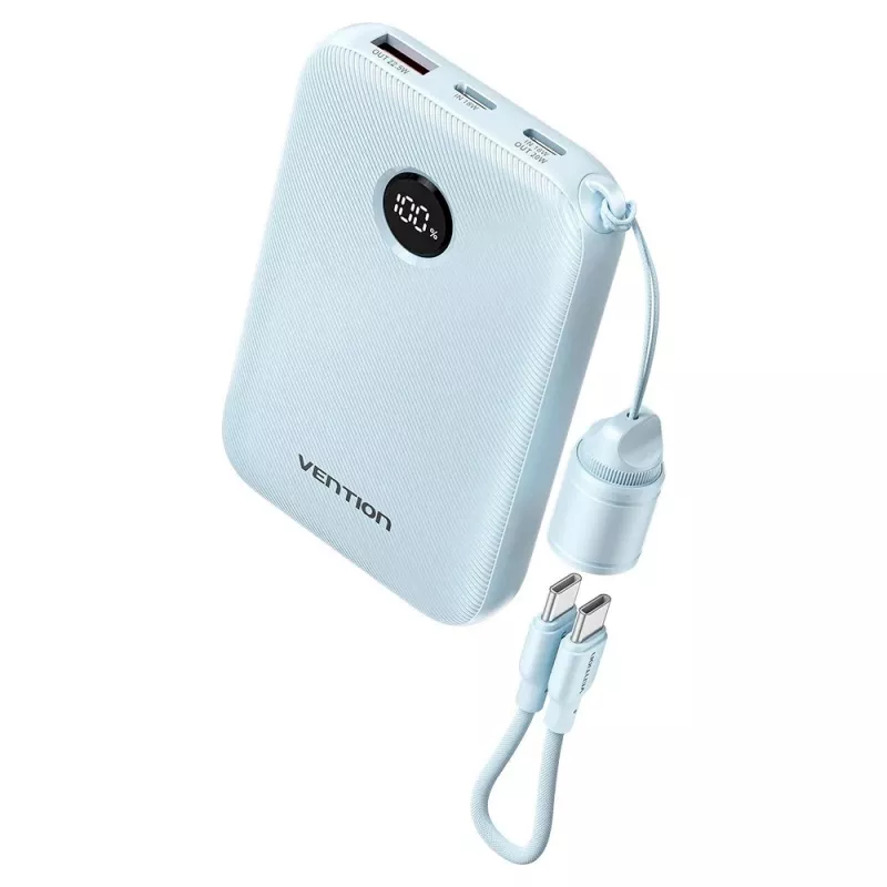Powerbank Vention 10000mAh 22,5W — 2× USB‑C, 1× USB‑A, modrá