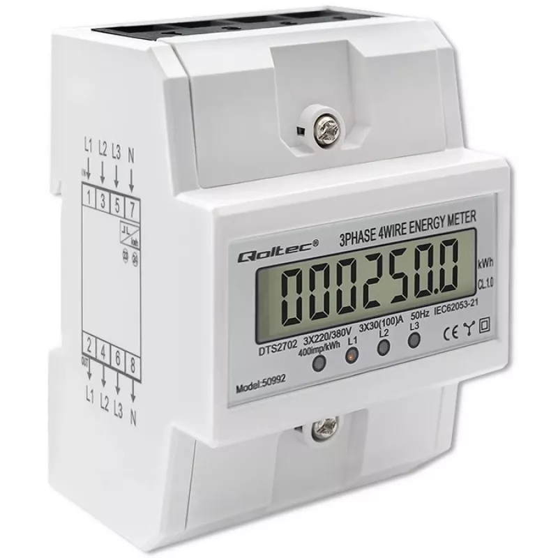 Trojfázový elektronický merač QOLTEC 50992 400V 100A