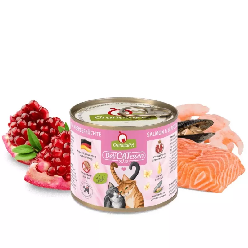 GranataPet DeliCATessen mokré krmivo pre mačky, losos a morské plody, 200 g