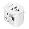 Cestovný adaptér GEMBIRD TPA-EU2A1C15-01-W – 15W, konektor Type-E, 2× USB-A + 1× USB-C, 100–250V
