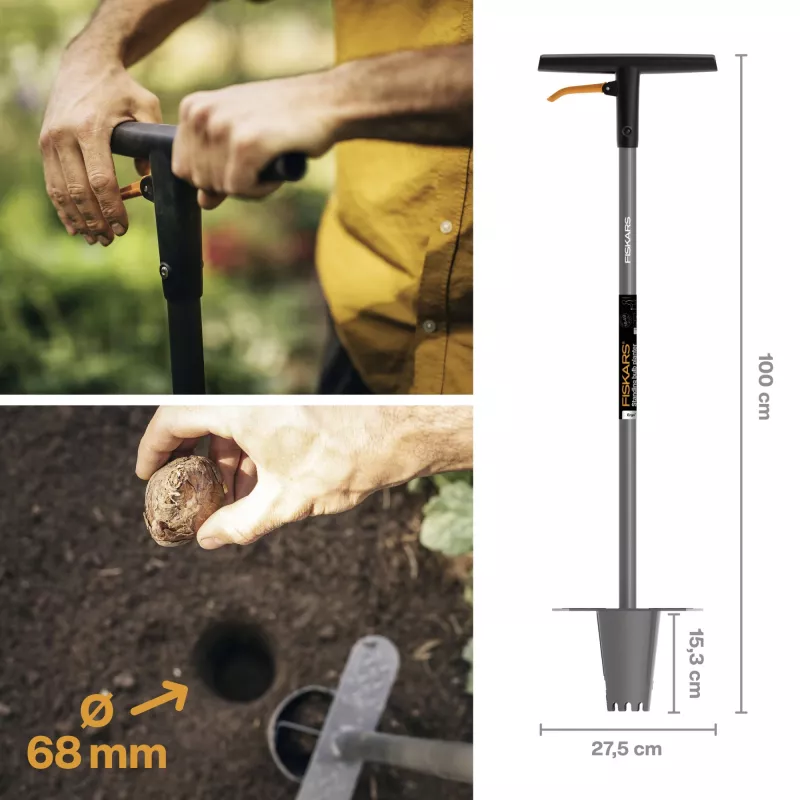 Pomôcka na sadenie Fiskars ERGO dlhá rukoväť – ergonomická dlhá rukoväť, model 1057078