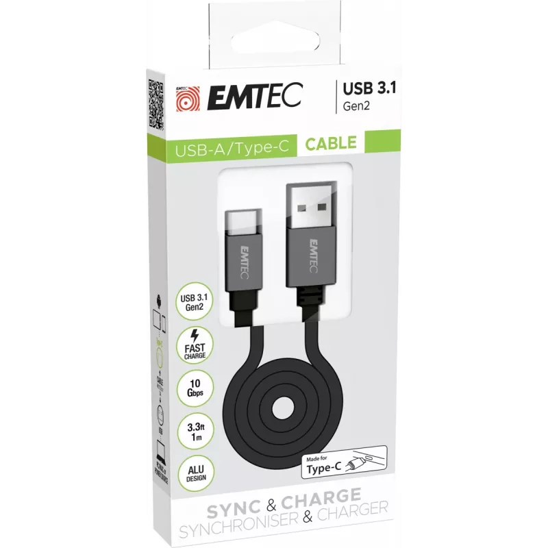 USB kábel Emtec ECCHAT700TCU3 1,2 m USB 3.2 Gen 2 čierny