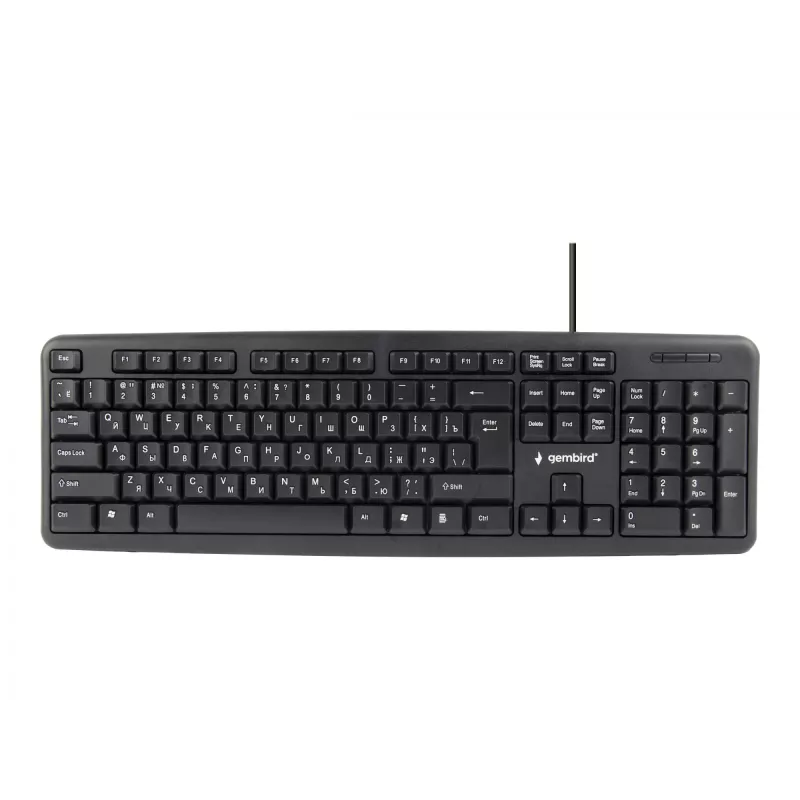 Klávesnica Gembird KB-U-103-RU kancelárska USB QWERTY anglická ruská čierna