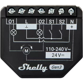 Shelly 2PM Gen3 Smart Switch 2P čierny