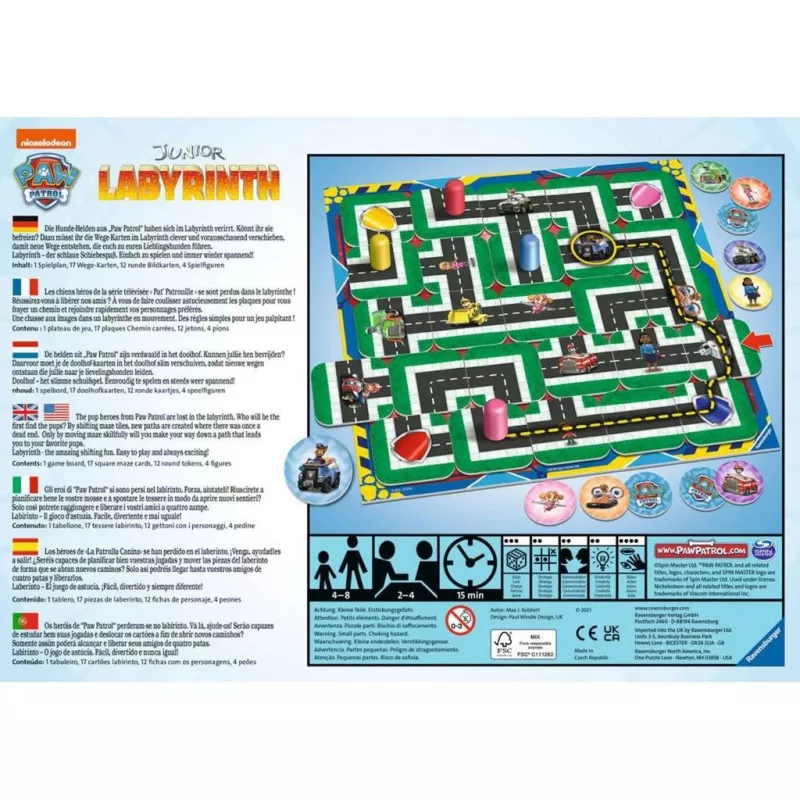 Spoločenská hra Ravensburger Paw Patrol Junior Labyrinth