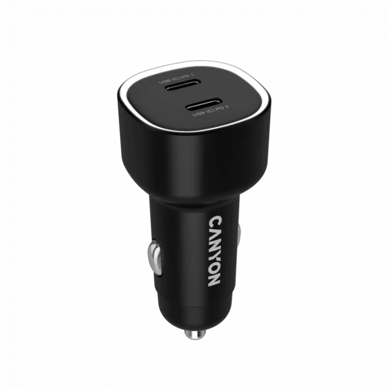 Auto nabíjačka CANYON OnDrive 60 PD 60W 2xUSB-C — výkon 60W, 2 porty USB-C, čierna