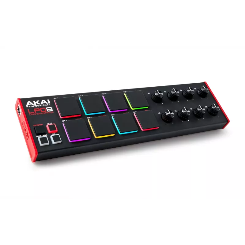 Akai LPD8 MKII MIDI klávesnica 8 klávesov USB čierna, červená