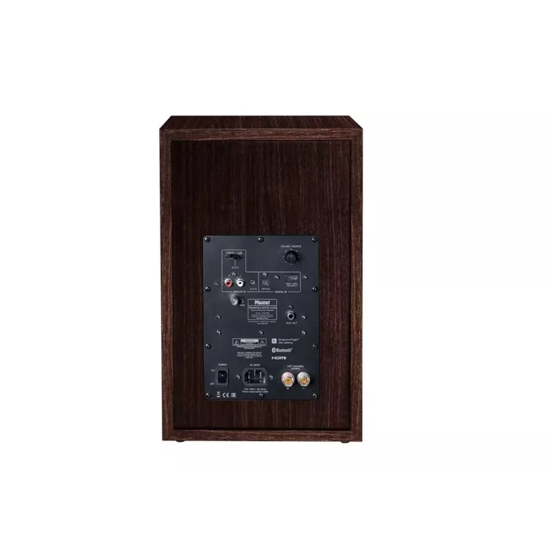 Stĺpový reproduktor Magnat TRANSPULS 800A 2-pásmový káblový & bezdrôtový 2×60 W, Bluetooth 5.0, HDMI, čierny/hnedý