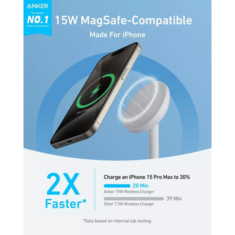 Anker MagGo Headphones biela USB bezdrôtové rýchle nabíjanie interiérové
