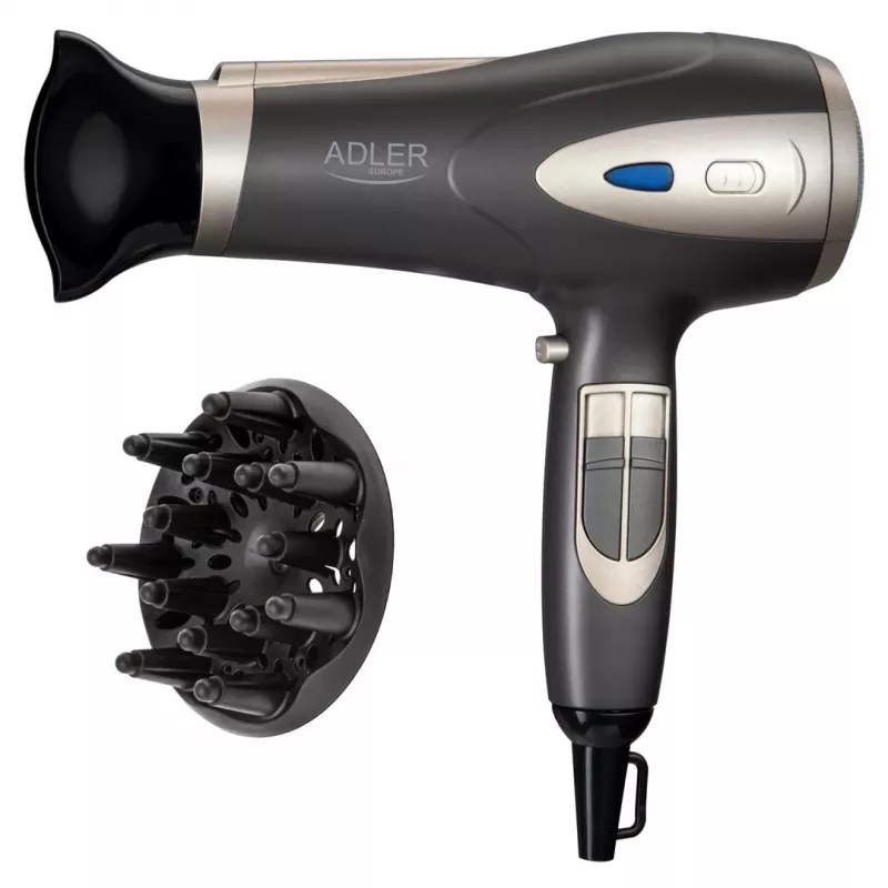 Fén Adler AD 2248gc 2200W — ionizačný, 2 rýchlosti, 3 teploty, studený vzduch, difúzor, koncentrátor, kábel 1,8 m