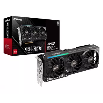 Grafická karta ASRock Challenger Radeon RX 9070 XT — 16 GB GDDR6, 256-bit, PCIe 5.0, 3-ventilátorové aktívne chladenie