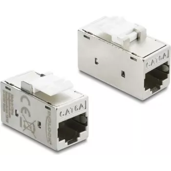 Delock 90989 Keystone spojka RJ45 na RJ45 Cat.6A, kov, strieborná/biela