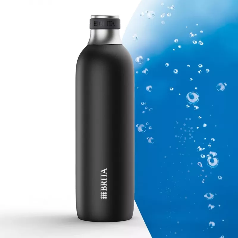Fľaša na karbonizáciu BRITA 650 ml, nehrdzavejúca oceľ, čierna, vhodná do umývačky
