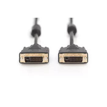 DIGITUS - DVI kábel - Dual Link - DVI-D (M) - DVI-D (M) - 5,0 m - zaliaty, skrutky s rukoväťou - čierny (AK-320101-050-S)