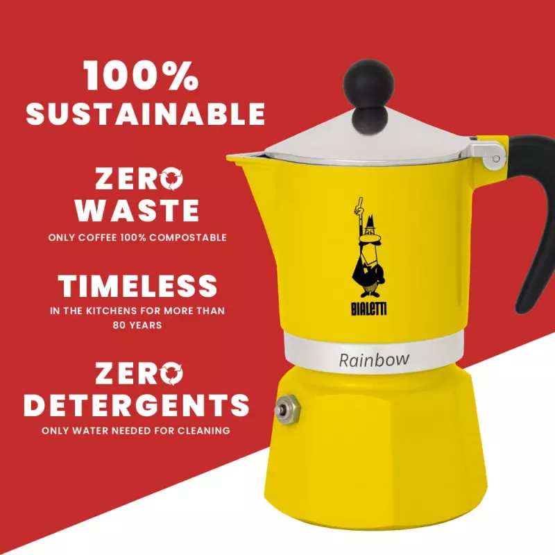 Moka kanvica Bialetti Rainbow čierna žltá