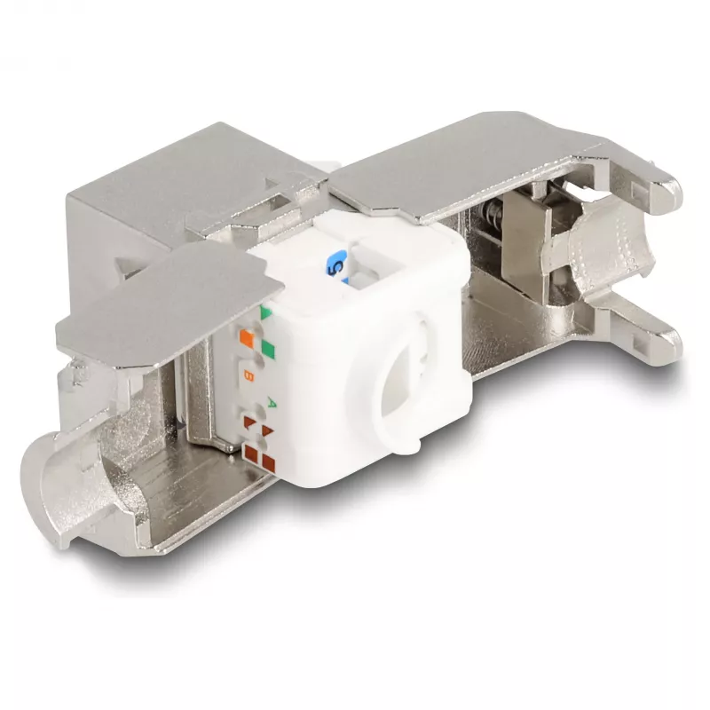 DeLOCK Keystone modul RJ45 konektor samica na LSA Kat.6A s LED strieborno-biela
