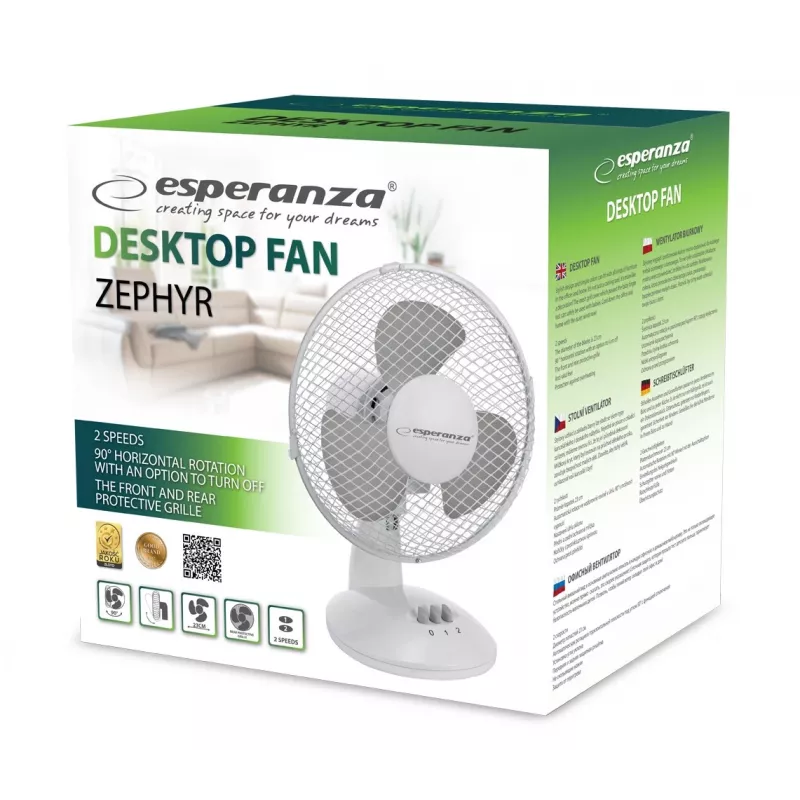 Stolný ventilátor 9 inch Esperanza EHF004WE ZEPHYR biely-sivý