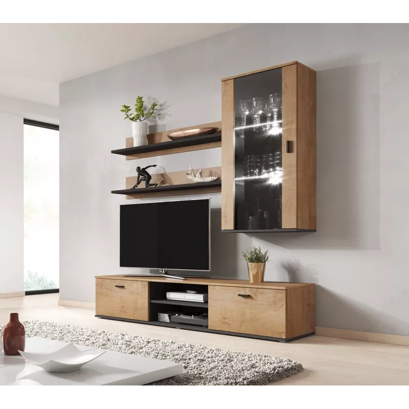Cama sada dvoch políc 125cm SOHO dub lefkas/čierna