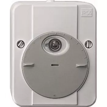 Elektrický vypínač Merten 544829, sivá, vstup AC 230 V, výstup 10 A, IP54, 80×47×97 mm