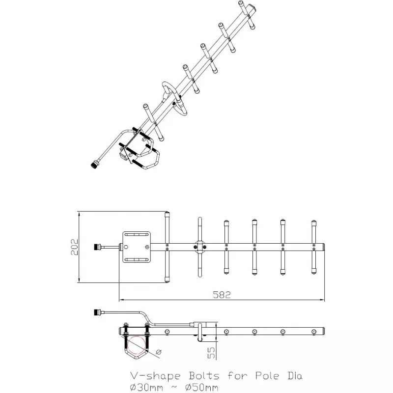 Smerová anténa Yagi ALLNET ANT-868-10dbi-Yagi 868 MHz, 10 dBi, N-konektor samica