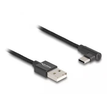 DeLOCK USB 2.0 kábel Type-A konektor samec na USB Type-C konektor samec zahnutý 0,5 m čierny
