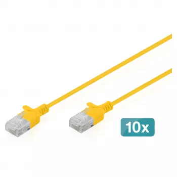 Patch kábel CAT6 U-UTP DIGITUS 5 m tenký, žltý — balenie 10 ks