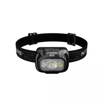 Čelová lampa Nitecore NU33, čierna, 3 LED, 700 lm, hliník, USB nabíjateľná, IP66