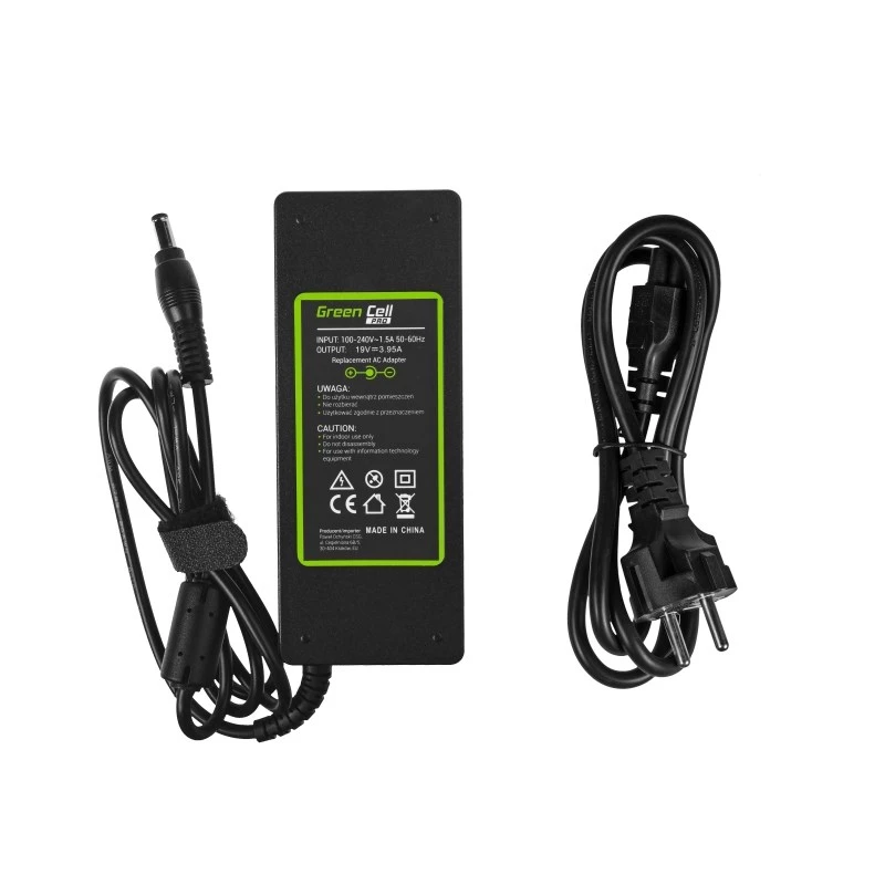 Napájací zdroj Green Cell AD26AP 75W 19V AC/DC interiérová nabíjačka pre notebook, čierna