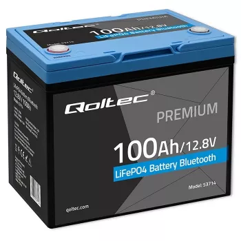 LiFePO4 batéria QOLTEC 12,8 V 100 Ah s Bluetooth — 12,8 V 100 Ah