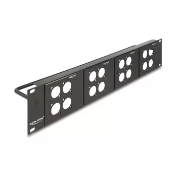 DeLOCK 88195 D-typ 19 inch patchpanel so 4 platňami, 16 portov, 2U, čierny