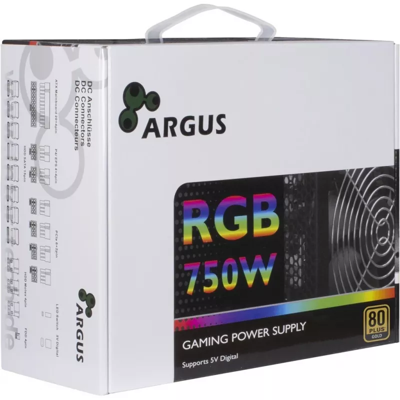 Inter-Tech Argus RGB-750W CM II napájací zdroj 20+4 pin ATX ATX čierny