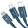 USB kábel 3in1 Baseus Superior Series, USB na Micro-USB / USB-C / Lightning, 3,5 A, 1,5 m (modrá)