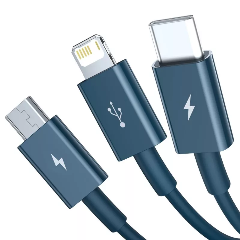 USB kábel 3in1 Baseus Superior Series, USB na Micro-USB / USB-C / Lightning, 3,5 A, 1,5 m (modrá)