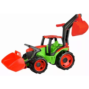 Lena GIGA TRUCKS traktor s čelným nakladačom, traktor, 3 roky, plast, modrá, sivá, biela