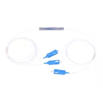 Káblový rozbočovač Extralink Splitter 1:2 PLC SC/UPC 900µm s 1,5 m káblom (modrá/biela, PVC)