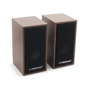 Reproduktory ESPERANZA EP122 2.0 káblové stolové reproduktory, 2×6 W RMS, drevené puzdro, otočný regulátor hlasitosti, 60–20000 Hz