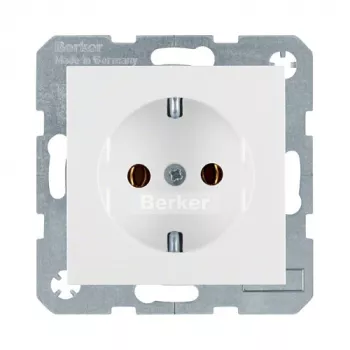 Zásuvka typ F berker 47438989, biela, puzdro z duroplastu, 250V 16A, IP20, hĺbka 32mm