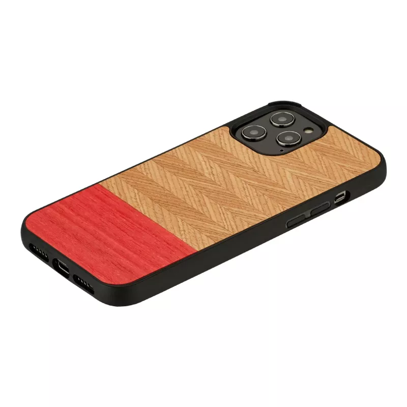 Ochranné puzdro man and wood pre iPhone 12 Pro Max — Herringbone Azalea čierna