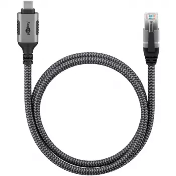 Goobay 70755 USB-C na RJ45 Ethernet CAT 6 kábel pre stabilné káblové internetové pripojenie s routerom/modem/network switchom/náhrada USB na RJ45 adaptéra / 1
